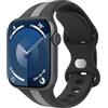 TiMOVO Cinturino compatibile con Apple Watch Series 10 9 8 7 6 5 4 3 2 1 SE da donna e da uomo, cinturino sportivo in silicone di ricambio con motivo lineare alla moda, Nero & Grigio