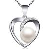 Jewlldeen Collana da donna Argento 925 Perle Collanine Donna Ciondolo Cuore Donna Regali Regalo San Valentino per lei Amiche Moglie Mamma Amica Compleanno Gioielli Donna Regali