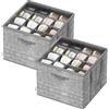 SONGMICS Organizer Scarpe, Set di 2, Ciascuno per fino a 16 Paia, Scatole Contenitori Scarpe, Maniglie, Coperchio Trasparente, per Camera da Letto Ingresso Armadio, Grigio Giunco LSP602G01