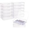 BENECREAT 12 Pack Scatola Contenitori Rettangolari di Plastica Trasparente per Contenitori di Contenitori di Perline con Coperchi Flip-up per Articoli, Pillole, Erbe, Microsfere - (9.4cmx6.4cmx2.6cm)