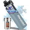 Filterelated Borraccia alcalina in acciaio inox con filtro microporoso, bottiglia d'acqua alcalina con coperchio sportivo, 800 ml, PH 9+ (grigio)