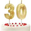 Prebarfun Candele Compleanno Oro Candela Numero 30 Candeline Compleanno Candele di Compleanno Metallizzato-Numero Adatto A Feste di Compleanno,Feste di Anniversario di Matrimonio,Serate di Laurea