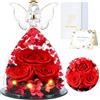 FRFG Regali di Angelo Rosa Eterna per Donne, Regalo per Donne, Rose Conservate in Statuette di Angeli in Vetro, Angeli Floreali per Mamma, Nonna, Moglie, Sorella, Fidanzata (Rosso)