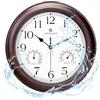 Lafocuse 30cm Orologio da Parete Impermeabile Esterni con Termometro e Igrometro, Retro Orologio Rustico Mogano Silenzioso, Shabby Chic Vintage Decorativo per Esterno, Giardino, Balcone, Bagno