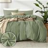 puredown 1PCS Copripiumino Singolo 135x200cm+ 1PCS Federe in Microfibra 40x80cm, Set di Copripiumino Monocromatica per Letto Singolo, Traspirante, Morbida, Oeko-Tex, Verde oliva