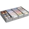 SONGMICS Set di 4 Organizer Cassetti, per Cassettiere HEMNES e MALM di IKEA, con Separatori, Organizzatori per Biancheria Intima Pieghevole, 40 x 16 x 10 cm, Grigio Tortora RUS014G01