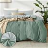 puredown 1PCS Copripiumino Singolo 135x200cm+ 1PCS Federe in Microfibra 40x80cm, Set di Copripiumino Monocromatica per Letto Singolo, Traspirante, Morbida, Oeko-Tex, Verde-Grigio lunare