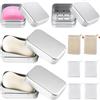 NINGYER 4 Pezzi Porta Saponetta in Alluminio, Portasapone da Viaggio con 6 Sacchetti di Sapone in Sisal/Nylon, Portasapone da Viaggio Acciaio Inox per Casa, Viaggio, Sapone Solido (Argento)