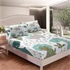 Loussiesd Set di lenzuola per bambini con dinosauro cactus, set di lenzuola per ragazzi, ragazzi, ragazze, foglie, rami, set di biancheria da letto, con angoli e animali, 2 pezzi per letto singolo