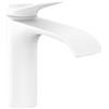 hansgrohe Vivenis 75024700 - Rubinetto per lavabo senza scarico, a risparmio energetico (CoolStart), con beccuccio, altezza 110 mm, miscelatore per lavabo, colore: Bianco opaco