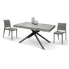 Tavolo CARRARA in legno, finitura grigio cemento e base in metallo verniciato antracite, allungabile 180×90 cm - 260×90 cm