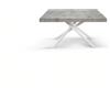 Tavolo CARRARA in legno, finitura grigio cemento e base in metallo verniciato bianco, allungabile 180×90 cm - 260×90 cm