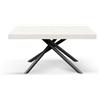 Tavolo CARRARA in legno, finitura bianco frassinato e base in metallo verniciato antracite, allungabile 180×90 cm - 260×90 cm