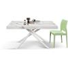 Tavolo CARRARA in legno, finitura bianco statuario e gambe in metallo bianco, allungabile 140×90 cm - 220×90 cm