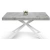 Tavolo CAMAIORE in legno, finitura grigio cemento e base a X in metallo bianco, allungabile 180×90 cm - 260×90 cm