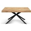 Tavolo CAMAIORE in legno, finitura rovere rustico e base a X in metallo antracite, allungabile 180×90 cm - 260×90 cm