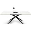 Tavolo CAMAIORE in legno, finitura bianco frassinato e base a X in metallo antracite, allungabile 180×90 cm - 260×90 cm