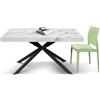 Tavolo CAMAIORE in legno, finitura bianco statuario e gambe a X in metallo nero, allungabile 140×90 cm - 220×90 cm