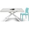 Tavolo CAMAIORE in legno, finitura bianco statuario e gambe a X in metallo bianco, allungabile 160×90 cm - 240×90 cm