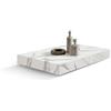 Tavolino CAMOGLI in legno, finitura bianco statuario e base in metallo nero trasformabile, 120×80 cm - 220×80 cm