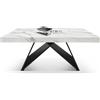 Tavolo VULCANO in legno, finitura bianco statuario e base in legno mdf nero, allungabile 160×90 cm - 240×90 cm