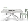 Tavolo FORTE DEI MARMI in legno, finitura bianco statuario e base in metallo bianco, allungabile 140×90 cm - 220×90 cm