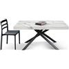 Tavolo FORTE DEI MARMI in legno, finitura bianco statuario e base in metallo nero, allungabile 140×90 cm - 220×90 cm