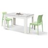 Tavolo LIPARI in legno, finitura bianco statuario e base bianca, allungabile 140×90 cm - 220×90 cm
