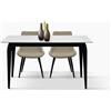 Tavolo ALERIA in ceramica, effetto marmo bianco e gambe in metallo verniciato nero, fisso 140x80x76 cm