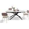 Tavolo BONIFACIO in ceramica bianco statuario e base in metallo verniciato nero, allungabile 120×88 cm - 180×88 cm