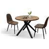 Tavolo rotondo ZARA in legno, finitura rovere rustico e gambe incrociate in metallo nero, allungabile Ø100xH75 cm - 140x100x75 cm