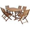 MIlani Home TURRIS - set tavolo in alluminio e teak cm 180/240 x 100 x 74 h con 4 sedie e 2 poltrone Mulier