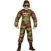 W WIDMANN MILANO Party Fashion - Costume da bambino Soldato muscoloso | Costume da soldato a 3 pezzi con canotta, pantaloni e fascia per la testa, costume militare mimetico per Carnevale