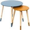 HOME DECO FACTORY THE Set di 2 tavolini impilabili a forma di onde bicolore, 33 x 40 cm, 43 x 48 cm, colore: Blu