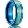 SOXEMAN Anello Nuziale Unisex in Tungsteno Larghezza 8mm, con Intarsio in Fibra Verde e Bordi Smussati (Misura USA) | Blu e Verde | Misura USA 12 (67,2 mm)