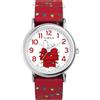 Timex Orologio da donna Peanuts da 38 mm, cinturino in tessuto slip-thru rosso, quadrante bianco, cassa argentata TW2W80800