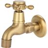 Garosa Rubinetto per Lavabo a Muro Rubinetto per Controllo Dell'Acqua Fredda/Calda Classico Europeo Rubinetto Acqua Monocomando in Ottone Massiccio Anticato con Rubinetteria (#2)