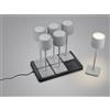 Trio Lighting FERNANDEZ SET DI 6 LAMPADE DA ESTERNO CON VASSOIO RICARICA DA APPOGGIO A INDUZIONE GRIGIE CON REGOLAZIONE INTENSITA', TEMPERATURA DI COLORE H.38CM IP54 LED 1,5W 130lm, 2700+4000+6000K