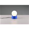 Trio Lighting COUNTESS LAMPADA DA TAVOLO BASE IN METALLO BLU CON VETRO BIANCO ACCENSIONE TOUCH H. 17CM 1 LUCE ATTACCO E14