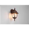 Trio Lighting LIVENZA APPLIQUE DA ESTERNO DOWN 4 LATI FUSIONE DI ALLUMINIO RUGGINE E VETRO TRASPARENTE H. 33CM IP44 1 LUCE ATTACCO E27