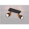 Trio Lighting NANDINI BARRA 2 SPOTS ORIENTABILI METALLO CON DIFFUSORE CON PARALUME E LEGNO L. 39CM ATTACCO E14