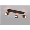 Trio Lighting NANDINI BARRA 3 SPOTS ORIENTABILI METALLO CON DIFFUSORE CON PARALUME E LEGNO L. 59CM ATTACCO E14