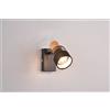 Trio Lighting NANDINI SPOT ORIENTABILE METALLO CON DIFFUSORE CON PARALUME E LEGNO H. 14CM 1 LUCE ATTACCO E14