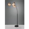 Trio Lighting LUMINA PIANTANA METALLO NERO AD ARCO CON 3 DIFFUSORI FORME DIFFERENTI IN VETRO AMBRA H. 200CM ATTACCO E14