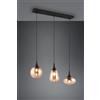 Trio Lighting LUMINA SOSPENSIONE RETTANGOLARE METALLO NERO CON 3 DIFFUSORI DI VETRO AMBRA IN FORME DIFFERENTI L. 68,8CM ATTACCO E14