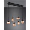 Trio Lighting LUMINA SOSPENSIONE RETTANGOLARE METALLO NERO CON 6 DIFFUSORI DI VETRO AMBRA IN FORME DIFFERENTI L. 93,8CM ATTACCO E14