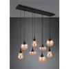 Trio Lighting LUMINA SOSPENSIONE RETTANGOLARE METALLO NERO CON 8 DIFFUSORI DI VETRO AMBRA IN FORME DIFFERENTI L. 121CM ATTACCO E14