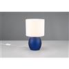 Trio Lighting VELA LAMPADA DA TAVOLO BASE VETRO BLU CON PARALUME BIANCO H. 29CM 1 LUCE ATTACCO E14
