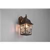 Trio Lighting VOLTURNO APPLIQUE DA ESTERNO DOWN 4 LATI FUSIONE DI ALLUMINIO RUGGINE CON DECORO IN FUSIONE SUL VETRO E VETRO TRASPARENTE H. 30CM IP44 1 LUCE ATTACCO E27