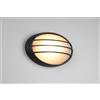 Trio Lighting TIRSO PLAFONIERA APPLIQUE DA ESTERNO OVALE FUSIONE DI ALLUMINIO NERA CON GRIGLIA E VETRO SATINATO L.32CM IP44 ATTACCO E27